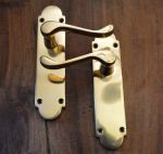 Victorian Scroll Solid Polished Brass Door Handles Without Keyhole (JV251PB)